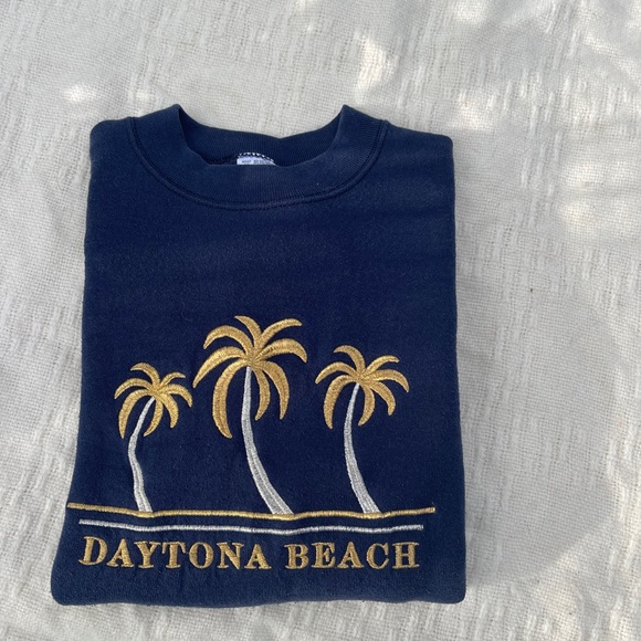 Vintage Fruit of The Loom Daytona Beach Navy Blue Sweatshirt - Picture 2 of 4